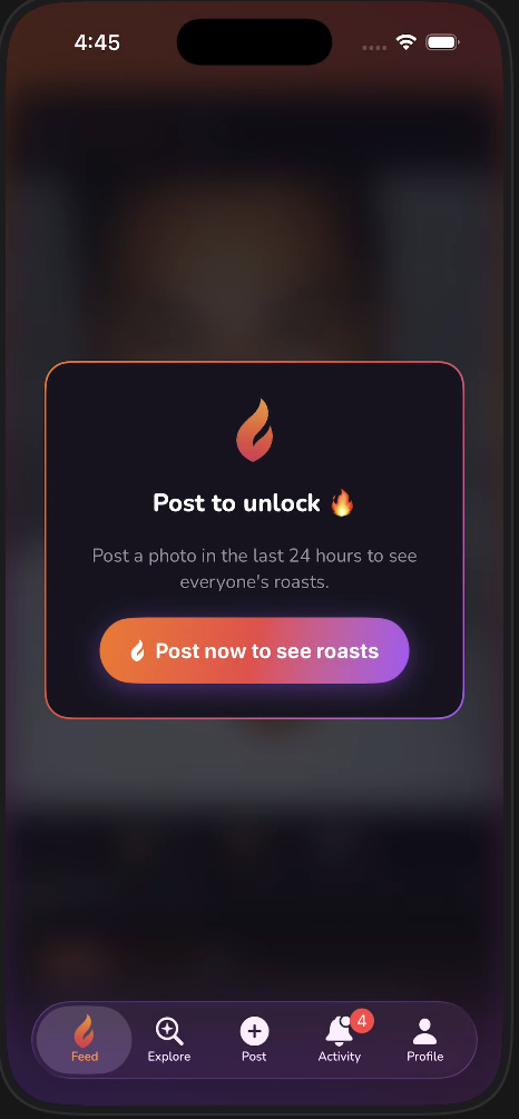 Humblr locked feed — post to unlock roasts